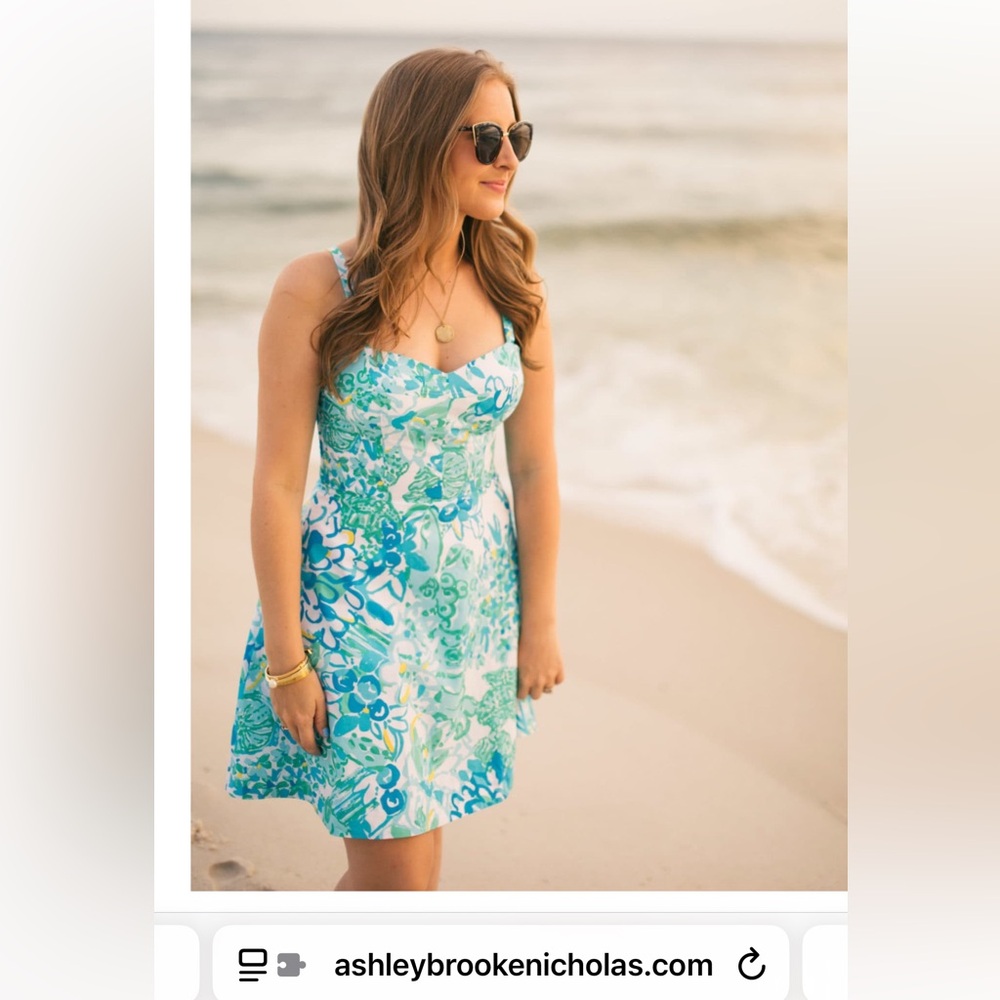Lilly Pulitzer Floral Blue and Green Willow Sundress 👗